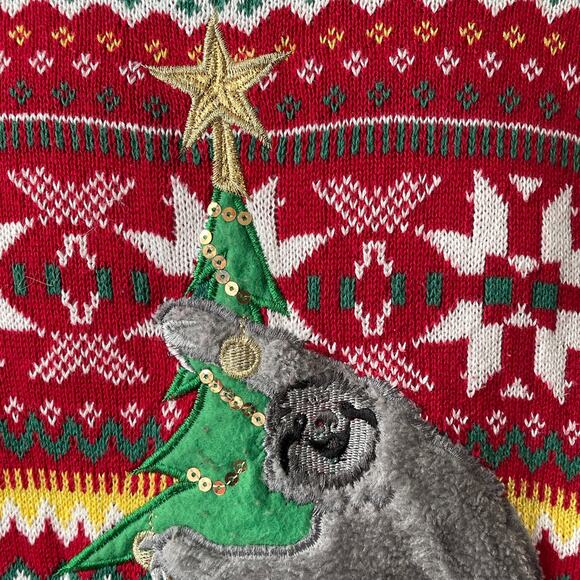 33 Degrees Silly Swinging Sloths Ugly Christmas Sweater Size Med - Picture 3 of 5